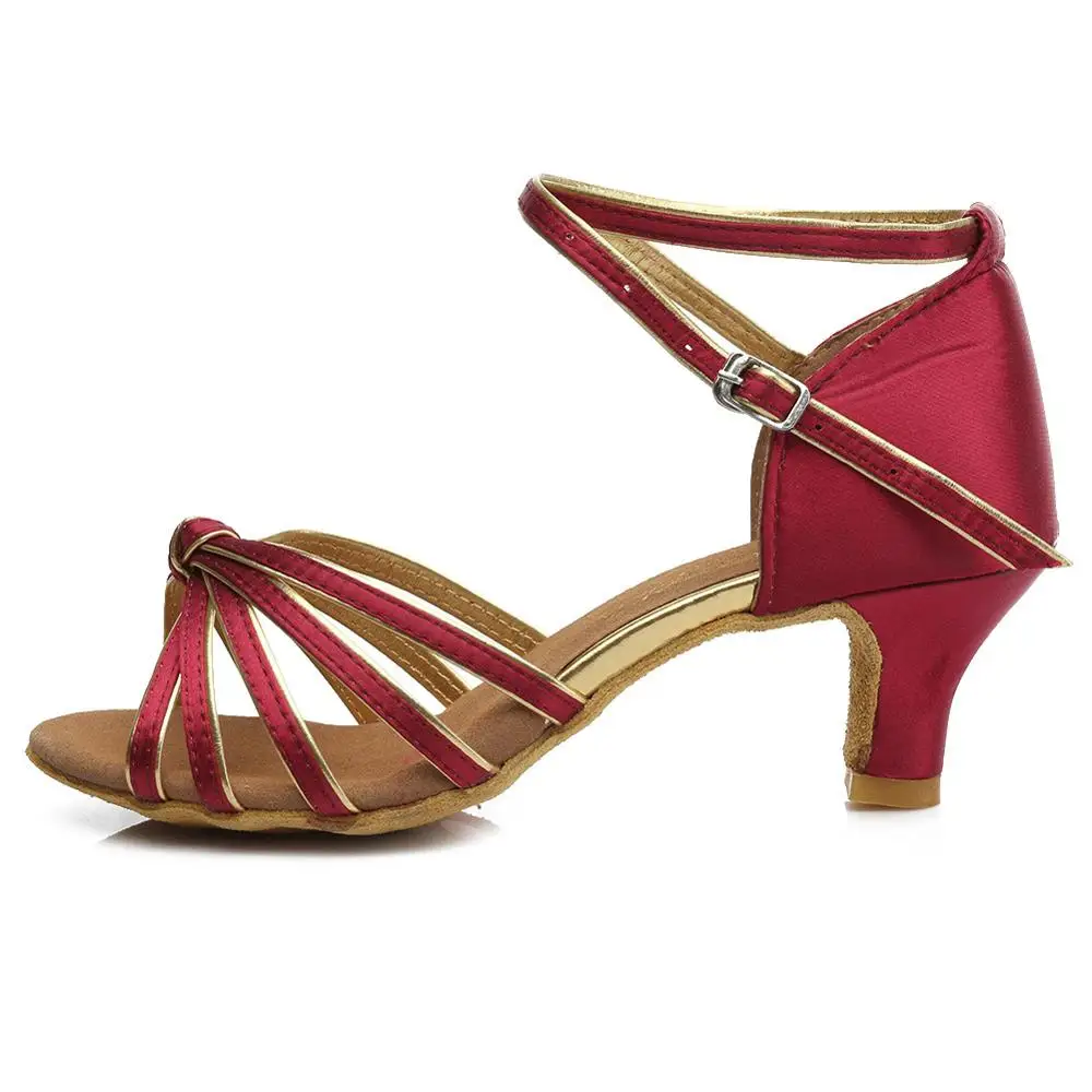 Rose red 5cm Женская, девичья, Дамская обувь для латинских бальных танцев, атлас/ПУ, профессиональная, сальса, танго, вечерние, танцевальная обувь, для тренировок, высокое качество - Цвет: Rose red 5cm