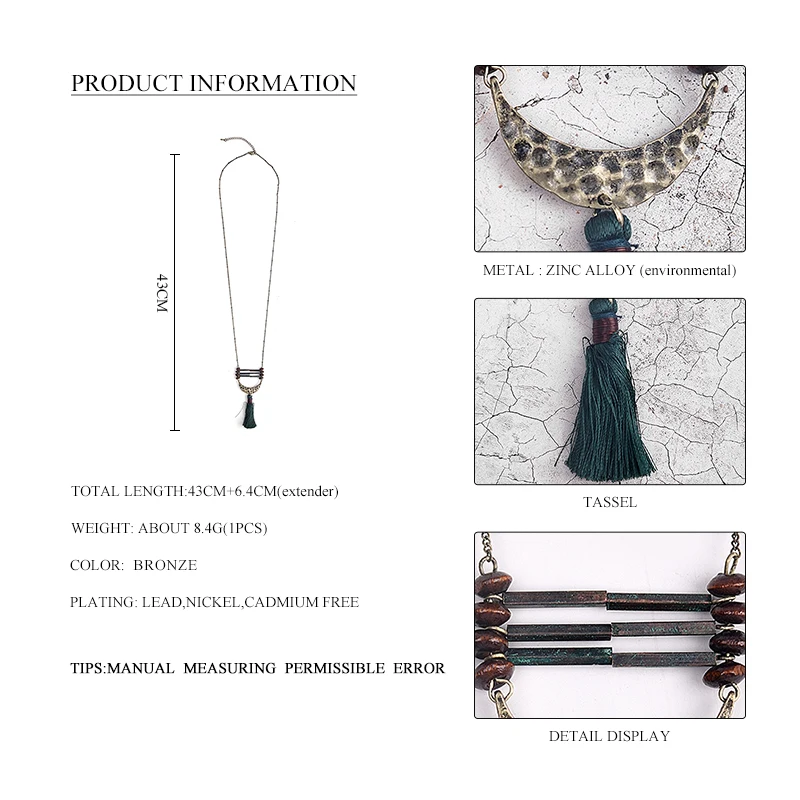 Женские Модные кисточкой с бронзовой цепочкой ожерелья & Подвески множеством