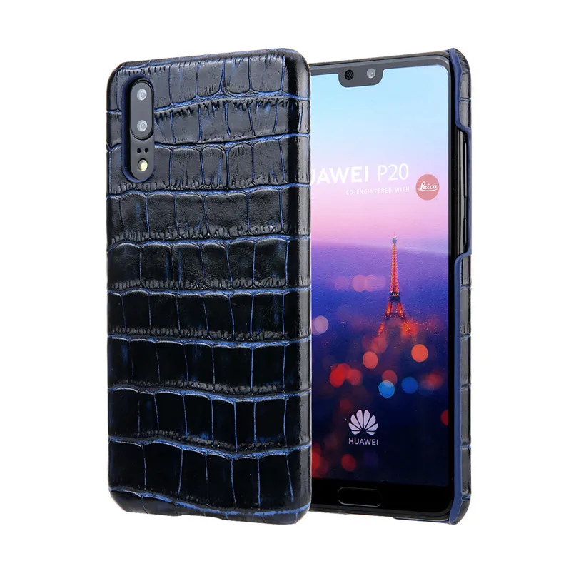 Жесткий чехол для huawei p20 P20 Pro Роскошная натуральная кожа Аллигатор защитная задняя крышка для Huwei hwawi P20 p20pro Coque - Цвет: Blue