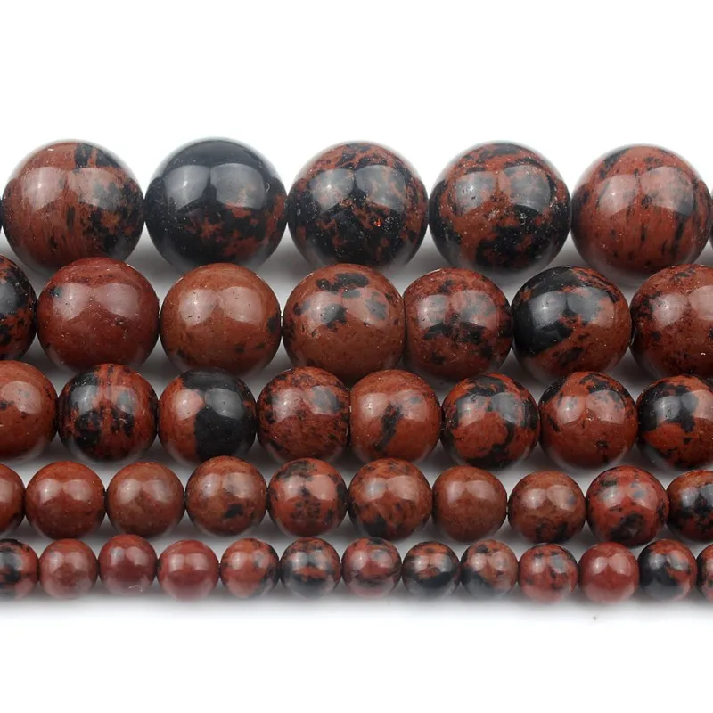 Оптовая продажа натуральный камень из коричнево-красного обсидиана круглые