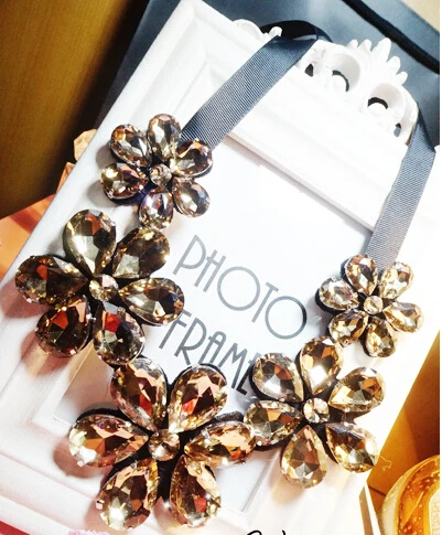 Fashion large luxurious shining floral collar choker necklace Wholesale European fashion jewelry 2014 Decoration with ribbon | Украшения и