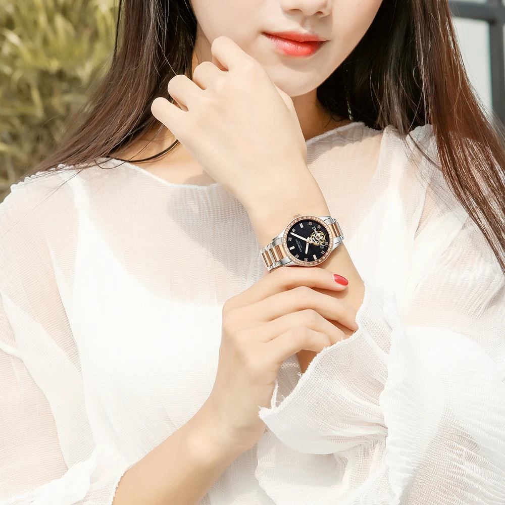 Reloj Mujer GUANQIN часы женские Автоматические турбийон платье Лидирующий бренд известный механические часы водонепроницаемые bayan kol saati