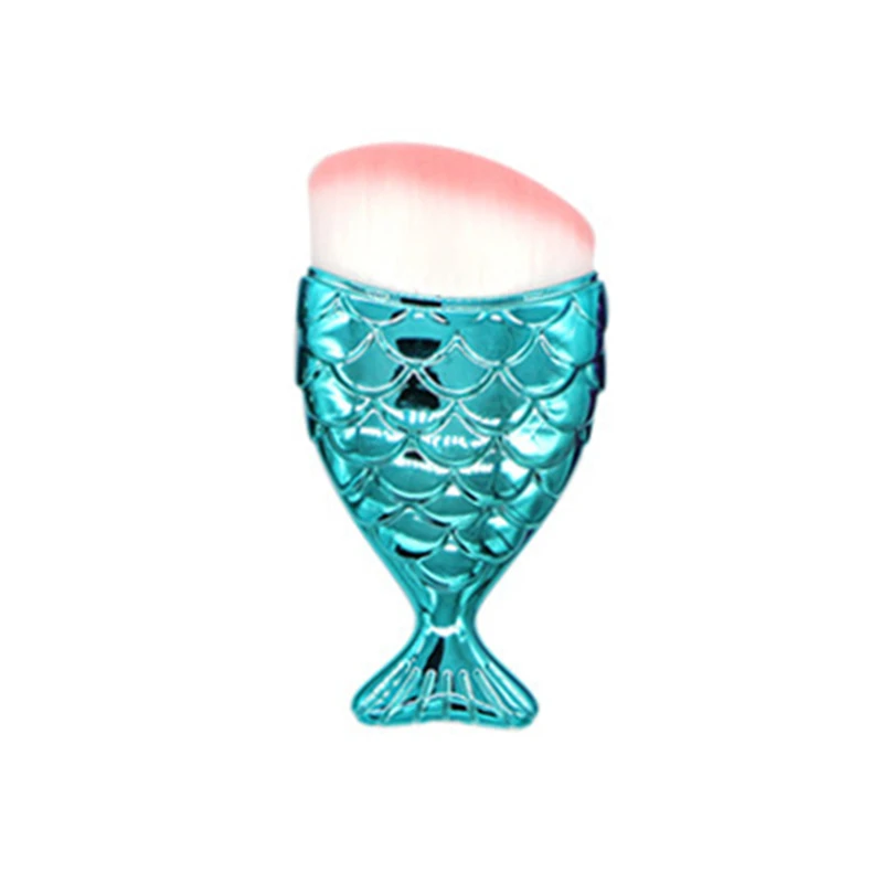 Blue Профессиональная Кисть для макияжа в форме русалки, 1 шт., Кисть для макияжа в форме рыбы, косметические инструменты для макияжа, кисть для пудры, кисти для лица - Handle Color: Blue