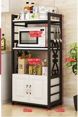 4 Layers length 60cm Многослойные европейские стеллажи для микроволновой печи, Многофункциональные бытовые напольные шкафы для хранения духовки, кухонная стойка - Цвет: 4 Layers length 60cm