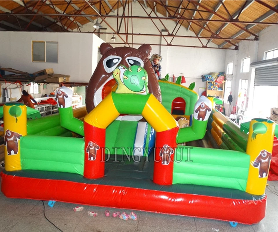 Джунгли надувные прыжки веселый город медведь Детский парк надувной батут замок