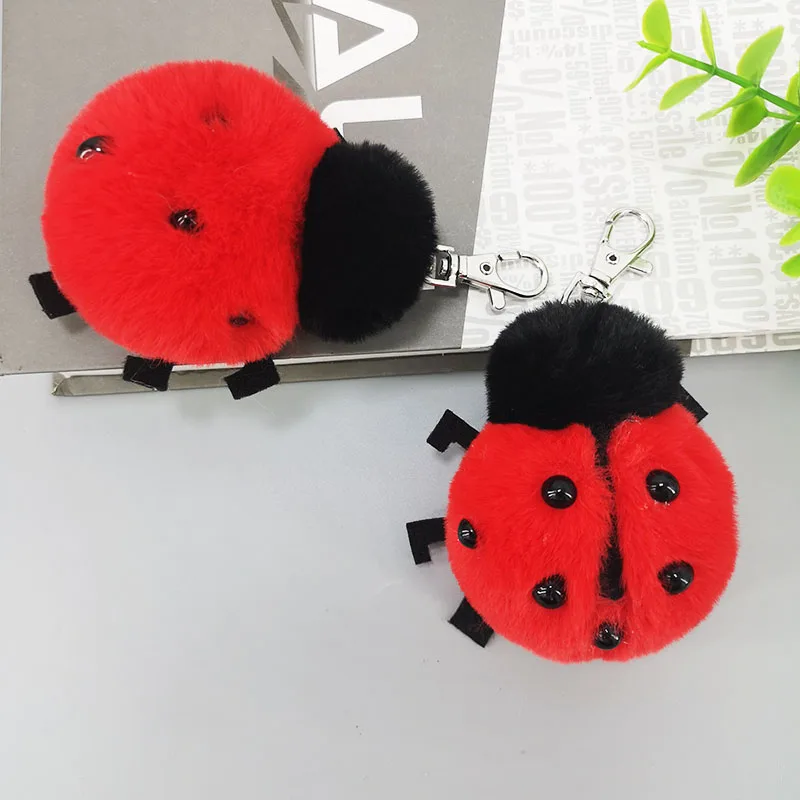 Новая божья коровка украшение на ключи с цепочкой имитация искусственного меха