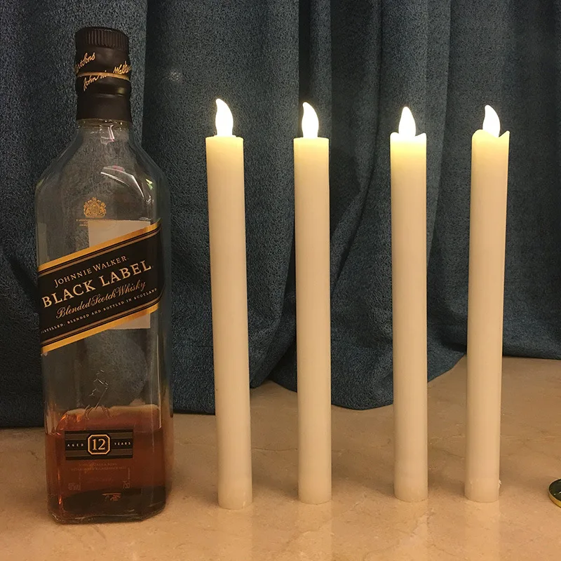 Упаковка из 4 теплых белых мерцающих парафиновых восковых конусных свечей Led, мерцающие свечи батареи для украшения дня рождения