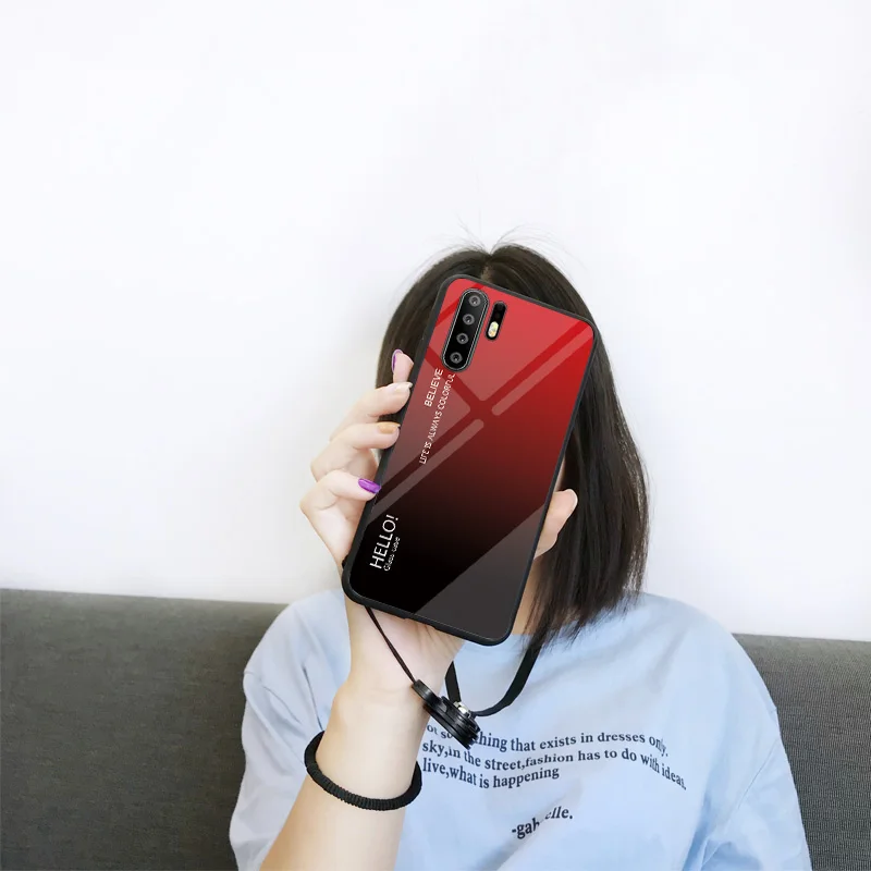 BOTYE для huawei P30 Pro Lite Дело градиент закаленное Стекло чехол наслаждаться 9 9E S 8 плюс 7