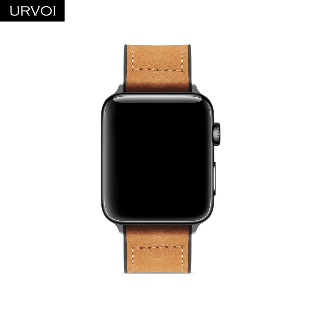 URVOI ремешок для apple watch series 5/4/3/2/1 Матовая Мягкая манжета Кожаный наручных часов iwatch