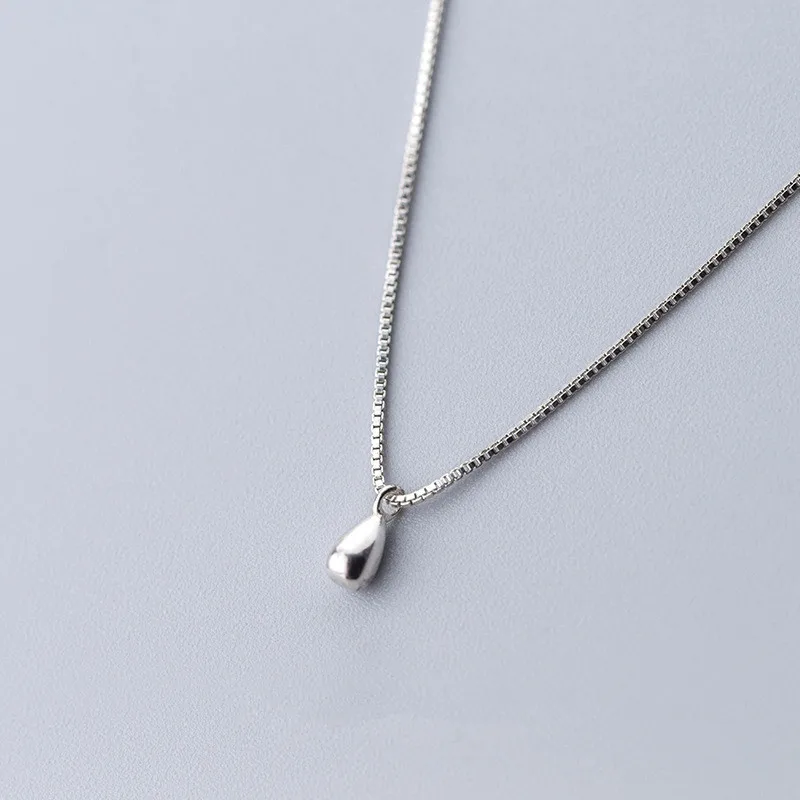 Минимализм Tinny Small Настоящее серебро 925 ювелирные украшения овальная капелька подвеска в виде слезы Цепочки и ожерелья GTLX1850