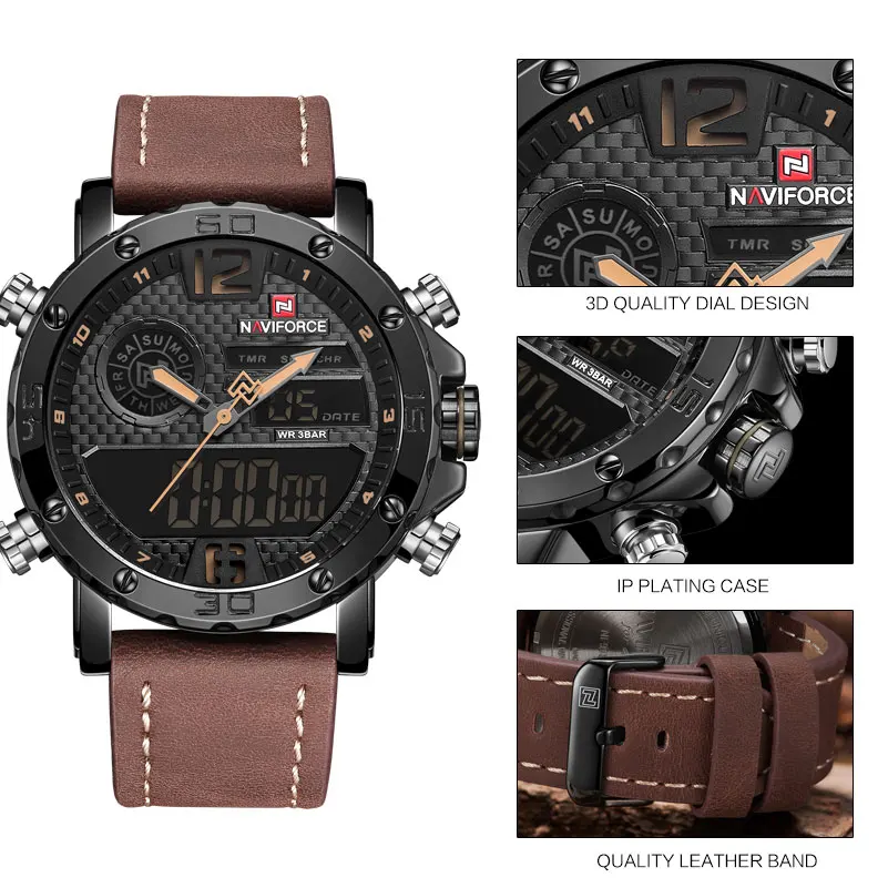 Модные часы NAVIFORCE мужские роскошные брендовые кварцевые наручные повседневные