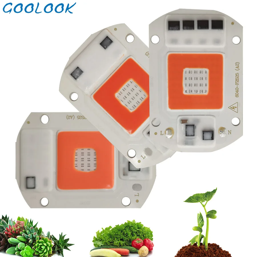 LED Grow COB Chip Phyto Lamp полный спектр AC220V 20 Вт 50 100 для комнатного выращивания растений и