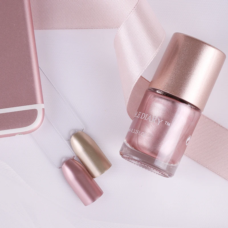 NICOLE DIARY металлический золотой лак для ногтей светло розовый металл с эффектом