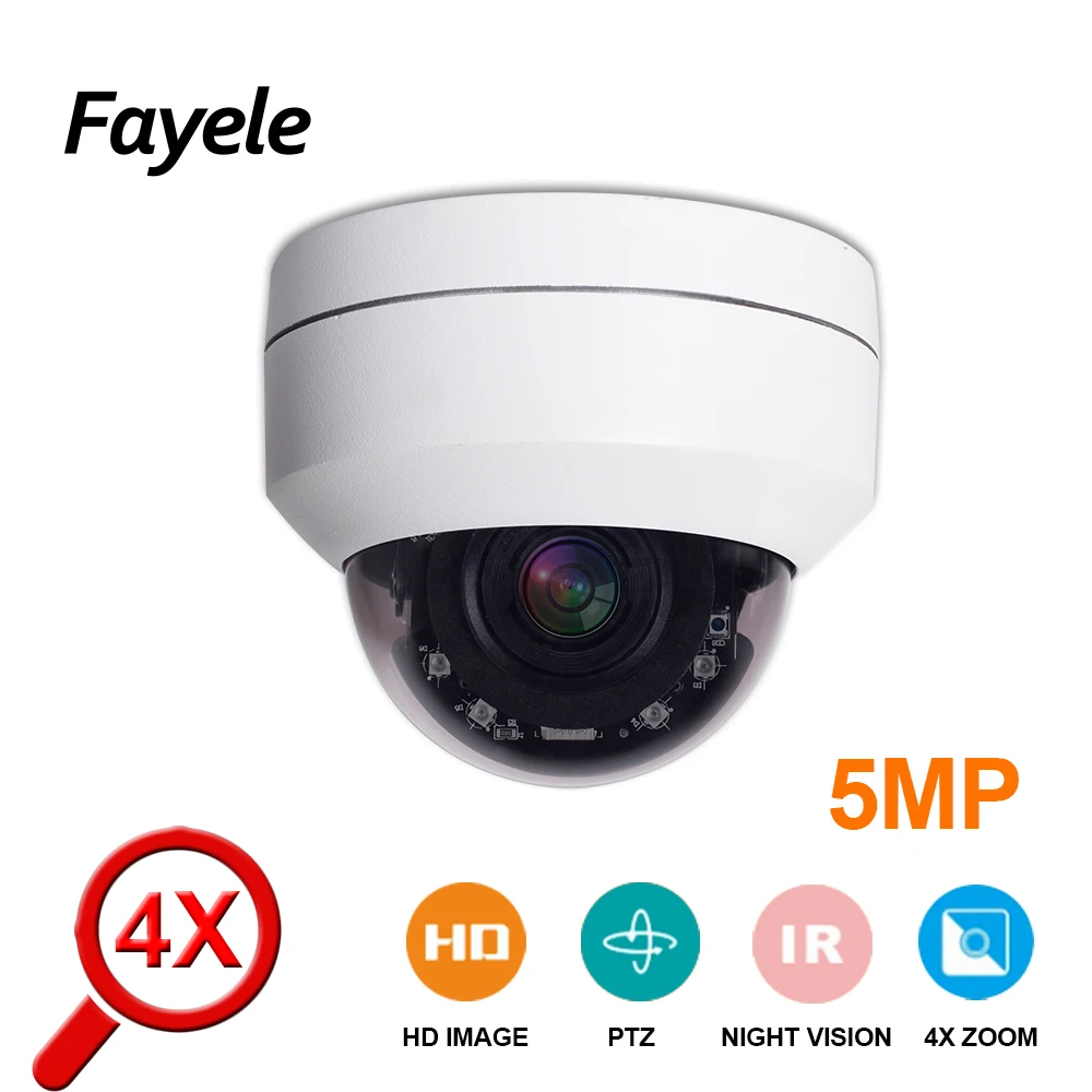 

Outdoor HD 2K Dome PTZ IP Camera 5 Megapixels H.265 POE 5MP Pan Tilt 4X ZOOM Mini CCTV Security Cam P2P Mobile Phone View IR 50M