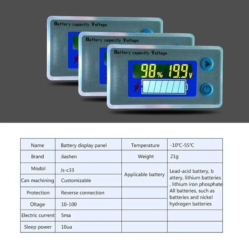 

10-100V Universal Battery Capacity Voltmeter Tester LCD Car Lead-acid Indicator