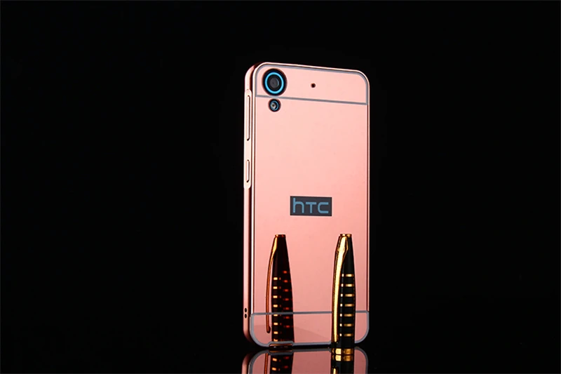 Чехол для HTC Desire 628 металлическая рамка с зеркальной задней крышкой Жесткий