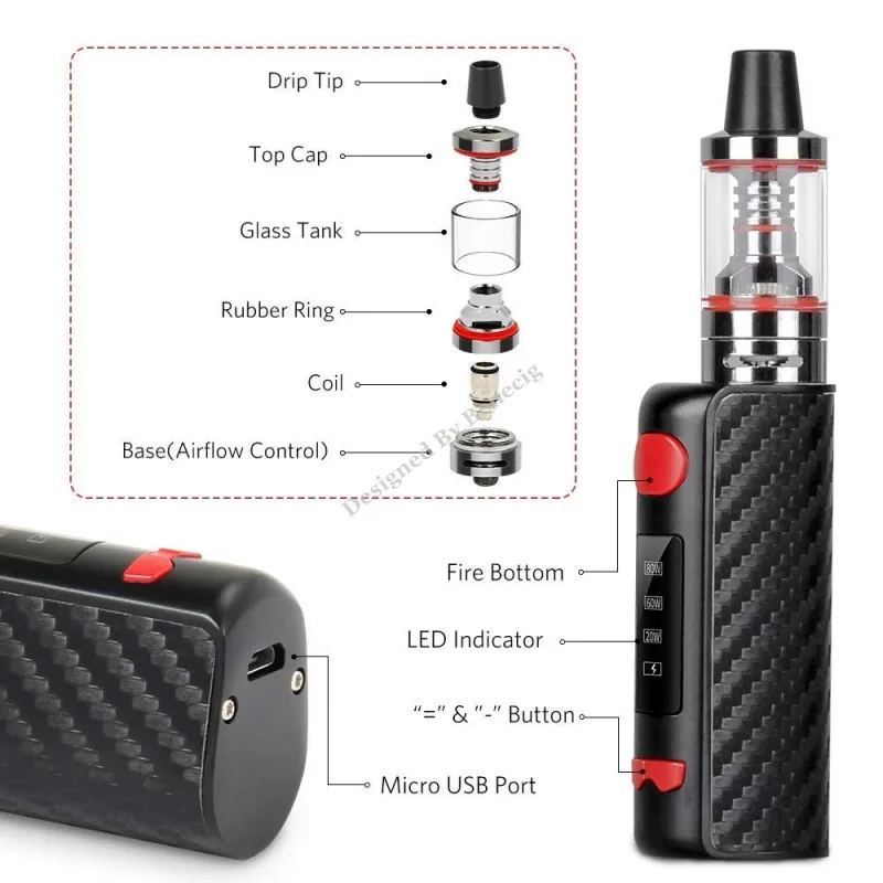 Оригинальный Benecig мини 80 Вт стартер Vaper электронная сигарета испаритель 1600 мАч