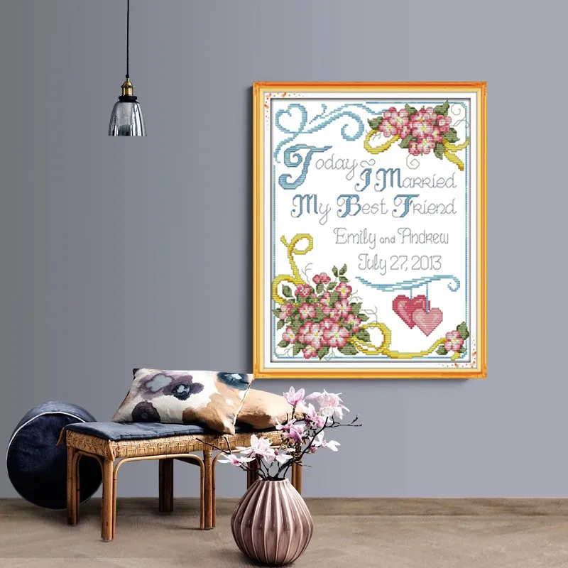 

Wedding anniversary Printed Canvas Cross Stitch Kit Home Decore 11CT Fabric 14CT DMC Embroidery Needlework Cross-stitch set