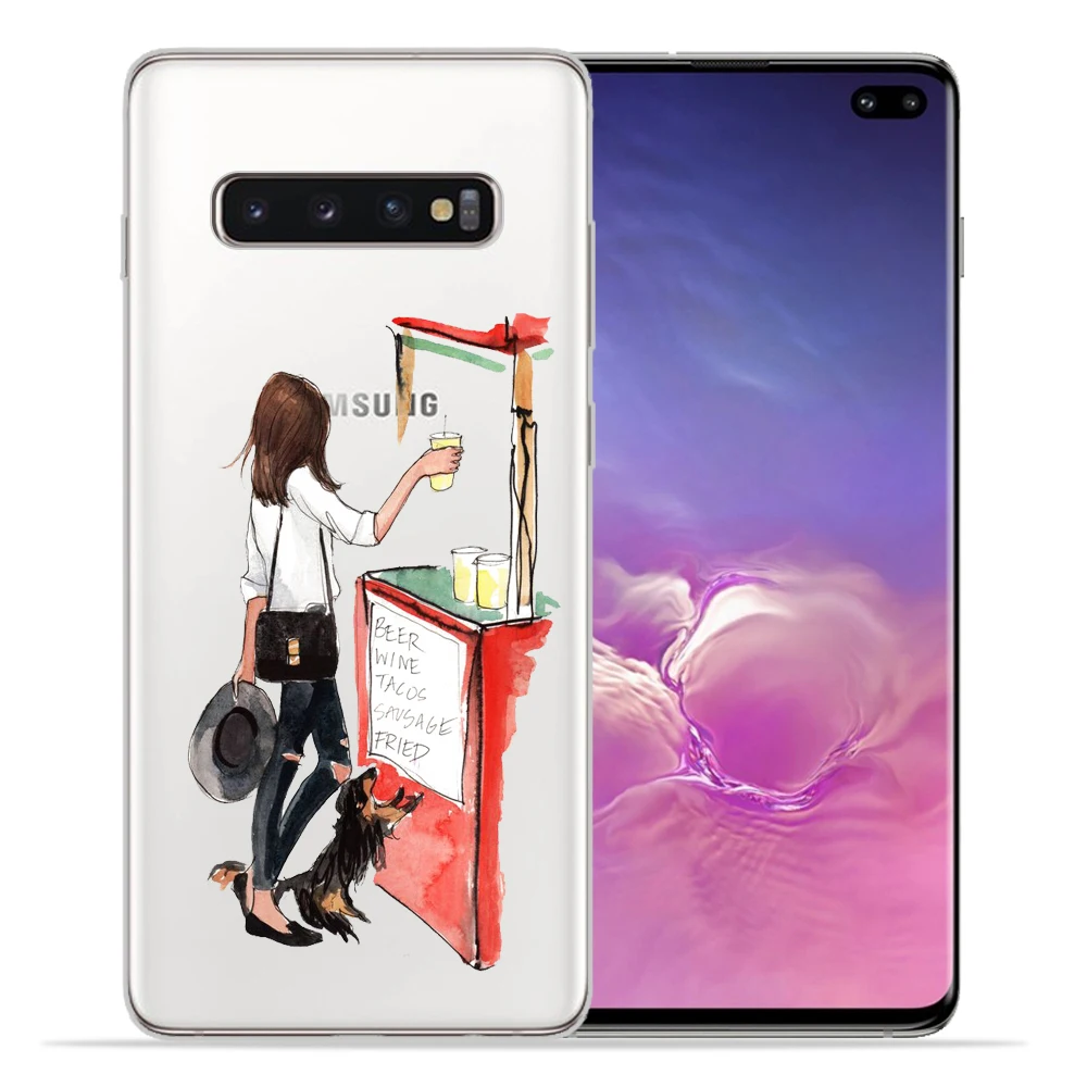 Мягкий силиконовый чехол для крышки samsung Galaxy S9 S8 S10 плюс S7 S6 край S10 Lite модная одежда для девочек для samsung Note9 8 Защитная крышка