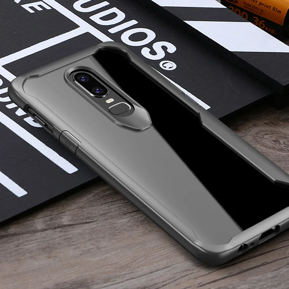 Ultra Thin HD Transparent Clear Case With Shock Absorbing Airbag Soft Silicone &amp PC Back Impact Protective Cover For OnePlus 6 |