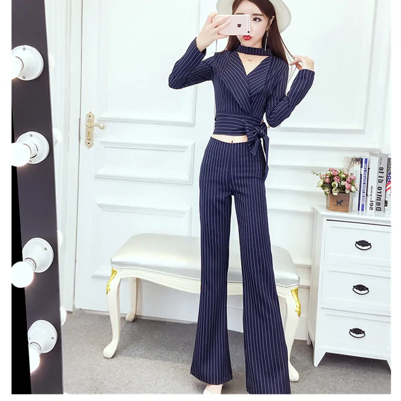 Женские костюмы из 2 предметов Топ с длинным рукавом и широкие брюки-клеш