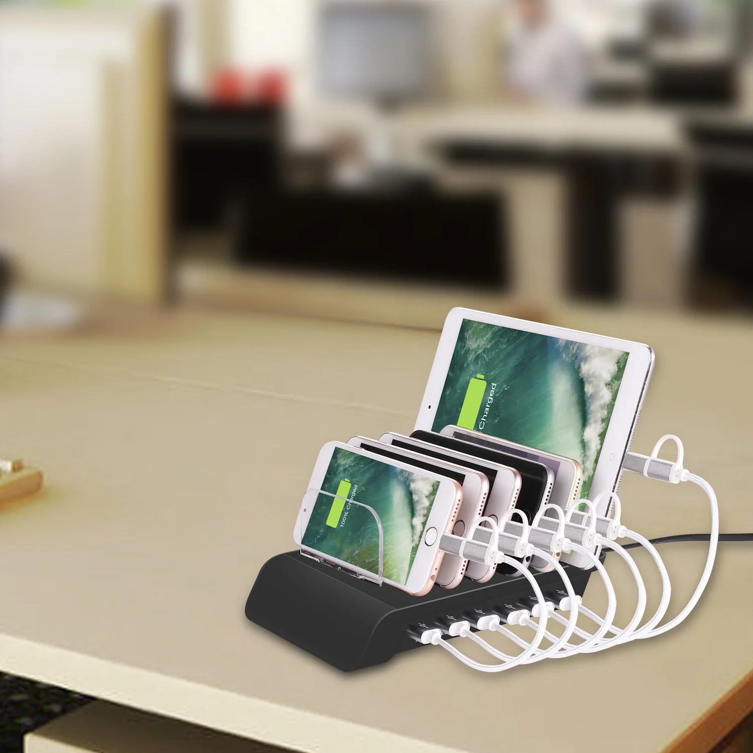 Универсальное usb-зарядное устройство для настольного смартфона, быстрое зарядное устройство, 6 портов, мульти usb зарядная док-станция для iPhone, iPad, samsung, планшетов