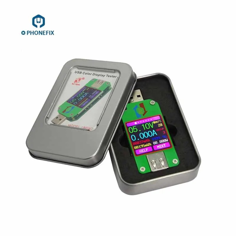 

USB-тестер PHONEFIX UM24 UM24C с ЖК-дисплеем, USB-измеритель напряжения и емкости