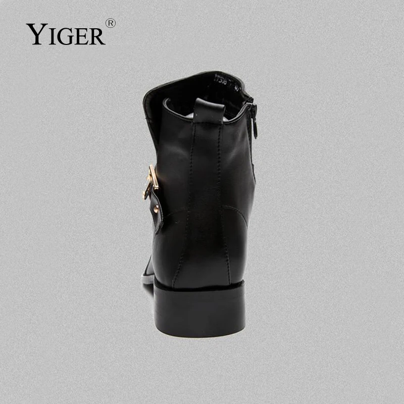 YIGER/Новинка 2018 года мужские Ботильоны Ботинки Martin из натуральной кожи короткие