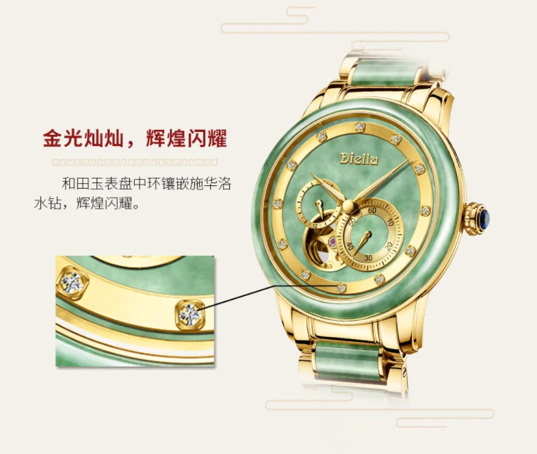 Лучшие новые часы для бизнесмена Jade Man часы Креативные мужские часы Механические полые светящиеся многофункциональные классические нефритовые мужские часы