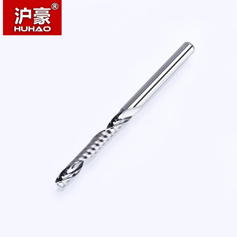 HUHAO 1pc 3.175mm Single Flute Spiral Cutter 3A TOP Quality CNC Router bits for wood Acrylic PVC End Mill Carbide Milling | Инструменты