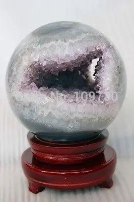 001023 Топ! Аметист Агат кристалл кварца геодезический шар из Бразилии + подставка |