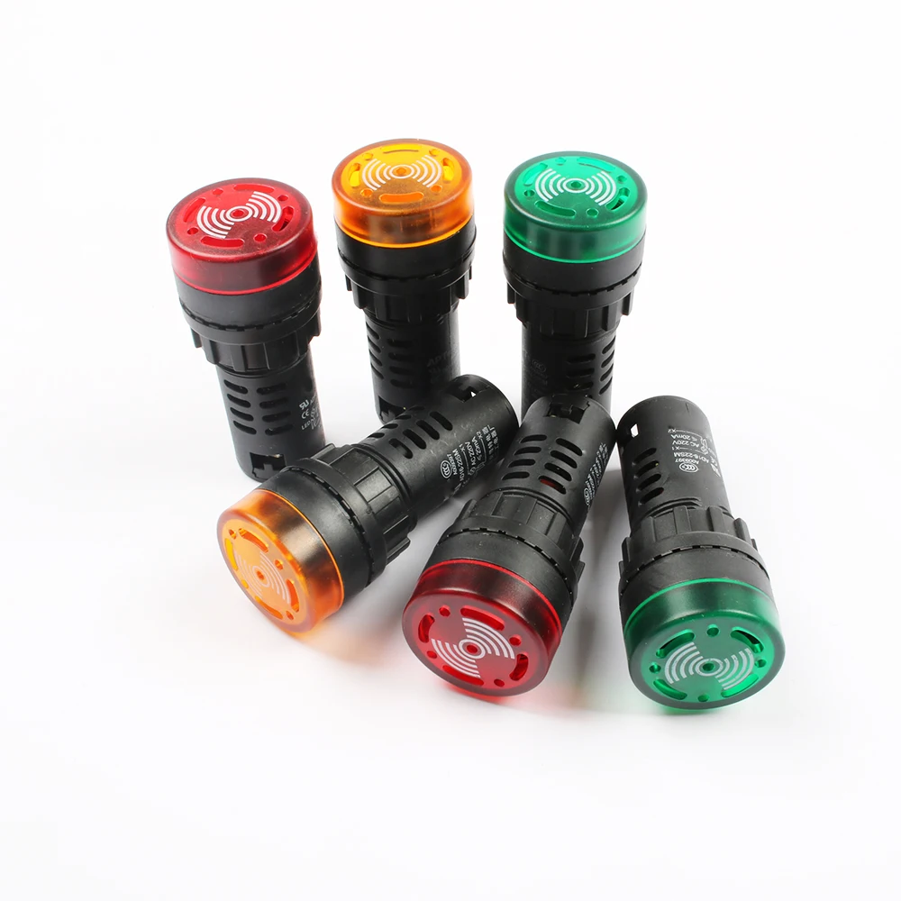 1 шт.; платье для девочек AD16-22SM 12V 24V 110V 220V 22 мм флэш-сигнал светильник красный светодиодный активный звуковой сигнал тревоги индикатор красный, зеленый, желтый