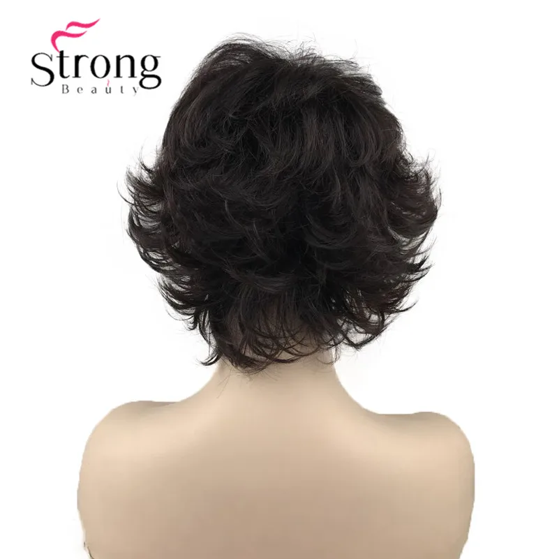 StrongBeauty короткий коричневый волнистый синтетический парик парики для женщин полные парики
