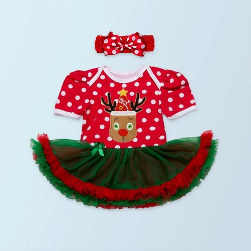 Рождественское платье комбинезон для маленьких девочек комплекты одежды