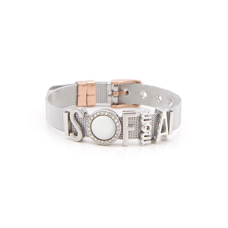 Drop shipping Somsoar Jewelry Max Mom Stainless Steel Charm Mesh Bracelet Set DIY Slide bracelet for Mother's Gift | Украшения и