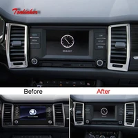 tonlinker cover sticker for skoda kodiaq 2017 18 car styling 2 pcs stainless steel dashboard outlet position cover case stickers