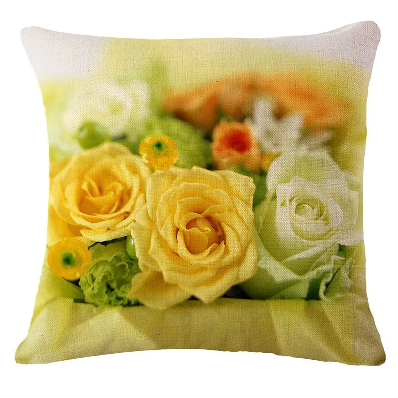 1 Pcs 45cm X Yellow Rose Pattern Cushion Cover Comfortable Cotton Pillow Case Sofa Bed Decorative Pillows | Дом и сад