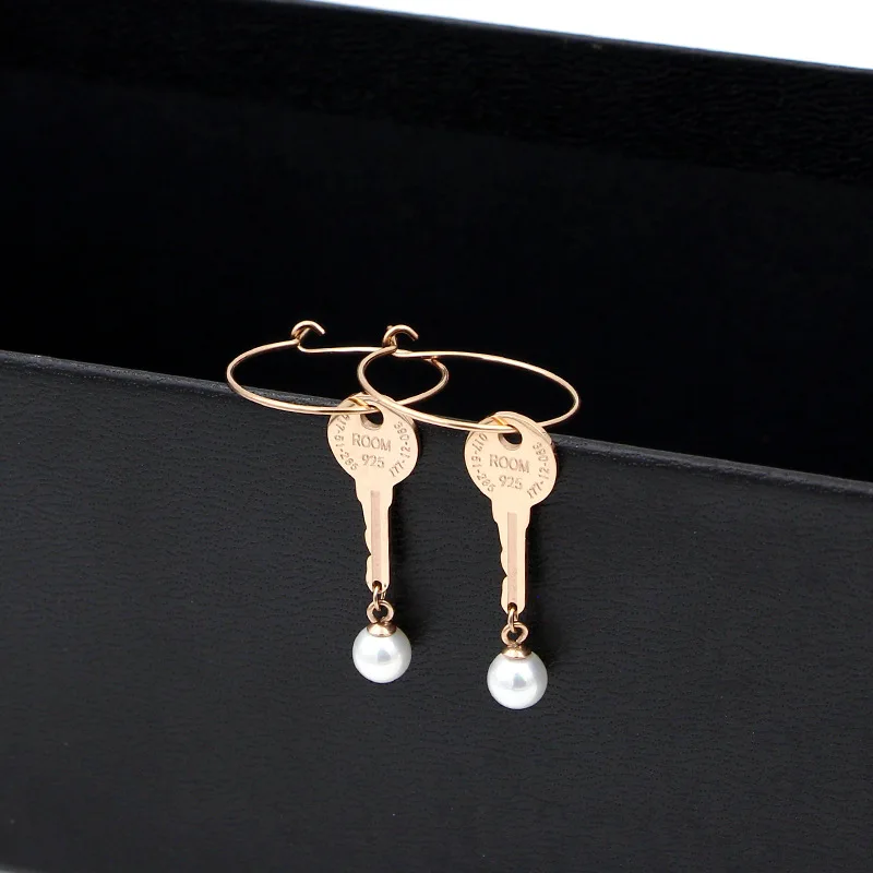 Уникальный дизайн в форме ключа с жемчужным крючком женские серьги-Крючки цвета