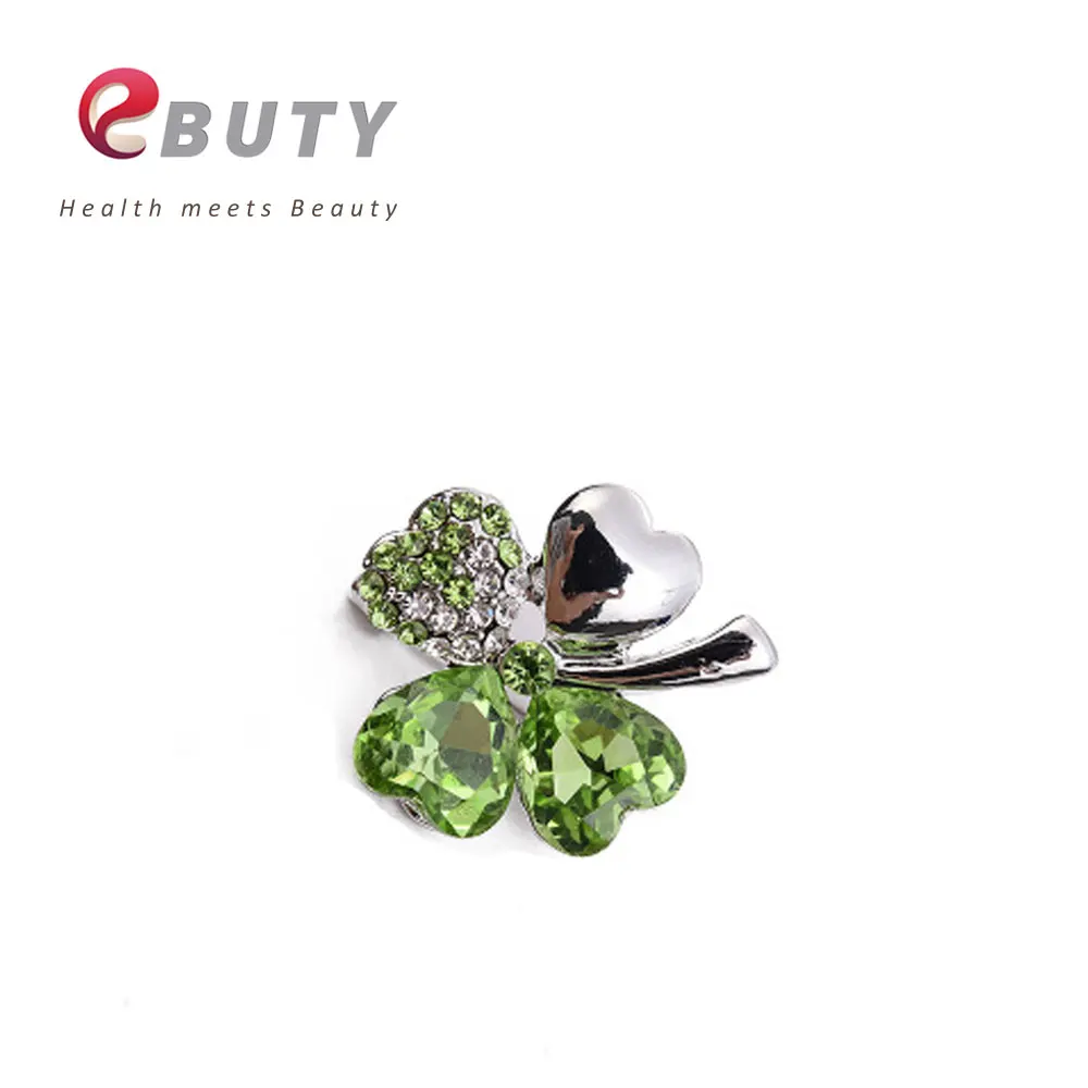 Ebuty Винтаж Оливковое Брошь Зеленый Клевер Стразы Хрустальный цветок Jewlery Шпильки