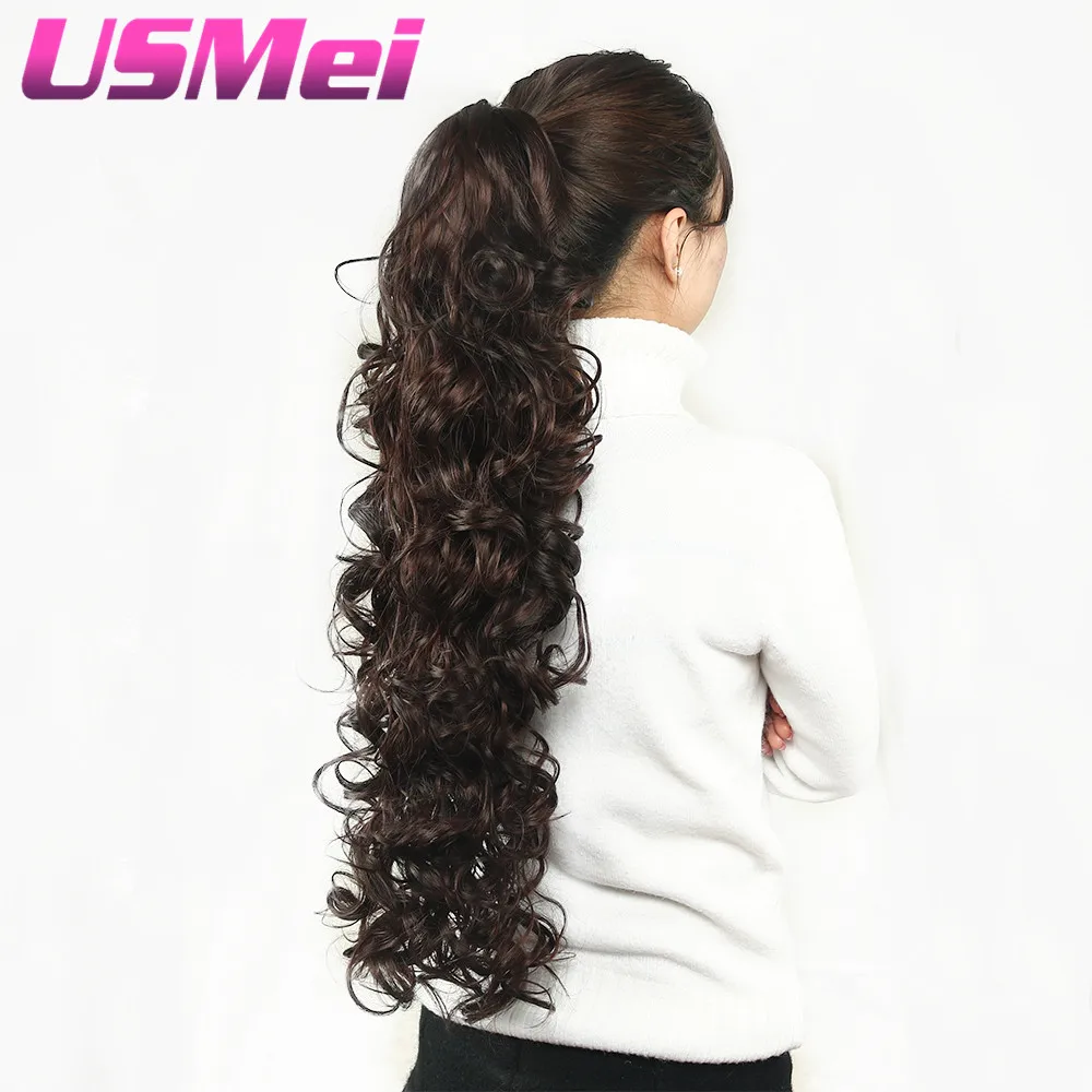 USMEI Synthetic Hairpieces 32 inches Long curly Claw Clip Ponytail Fake Hair Extensions False Hair Pony Tails Horse Tress