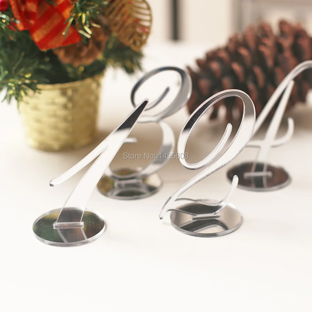 Акриловая искусственная кожа серебряные зеркальные цифры стола украшения