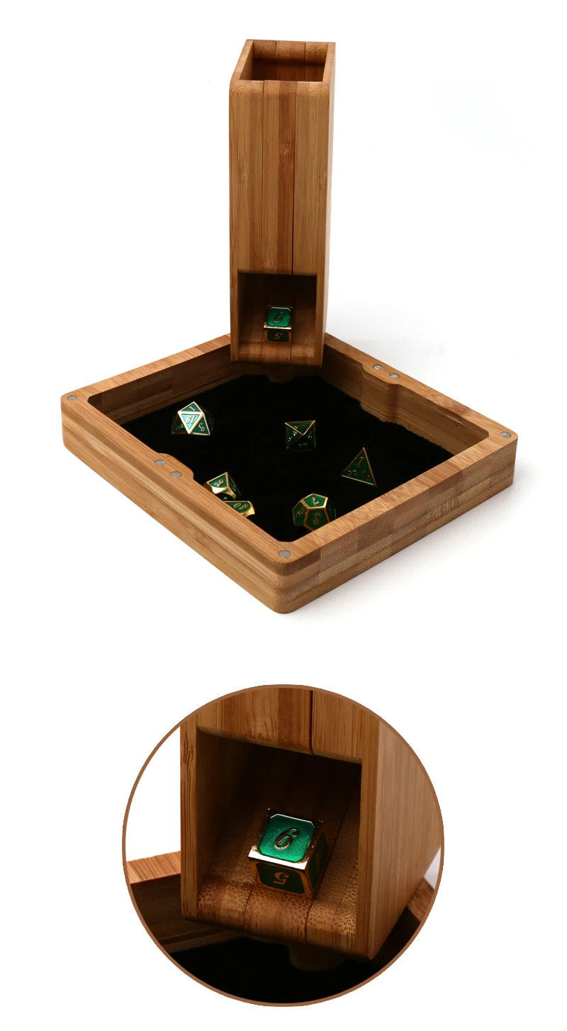Chengshuo dnd башня для игральных костей набор коробка складные бамбуковые кубики для хранения Индивидуальные Магнит адсорбции лоток Подземелья и Драконы настольные игры
