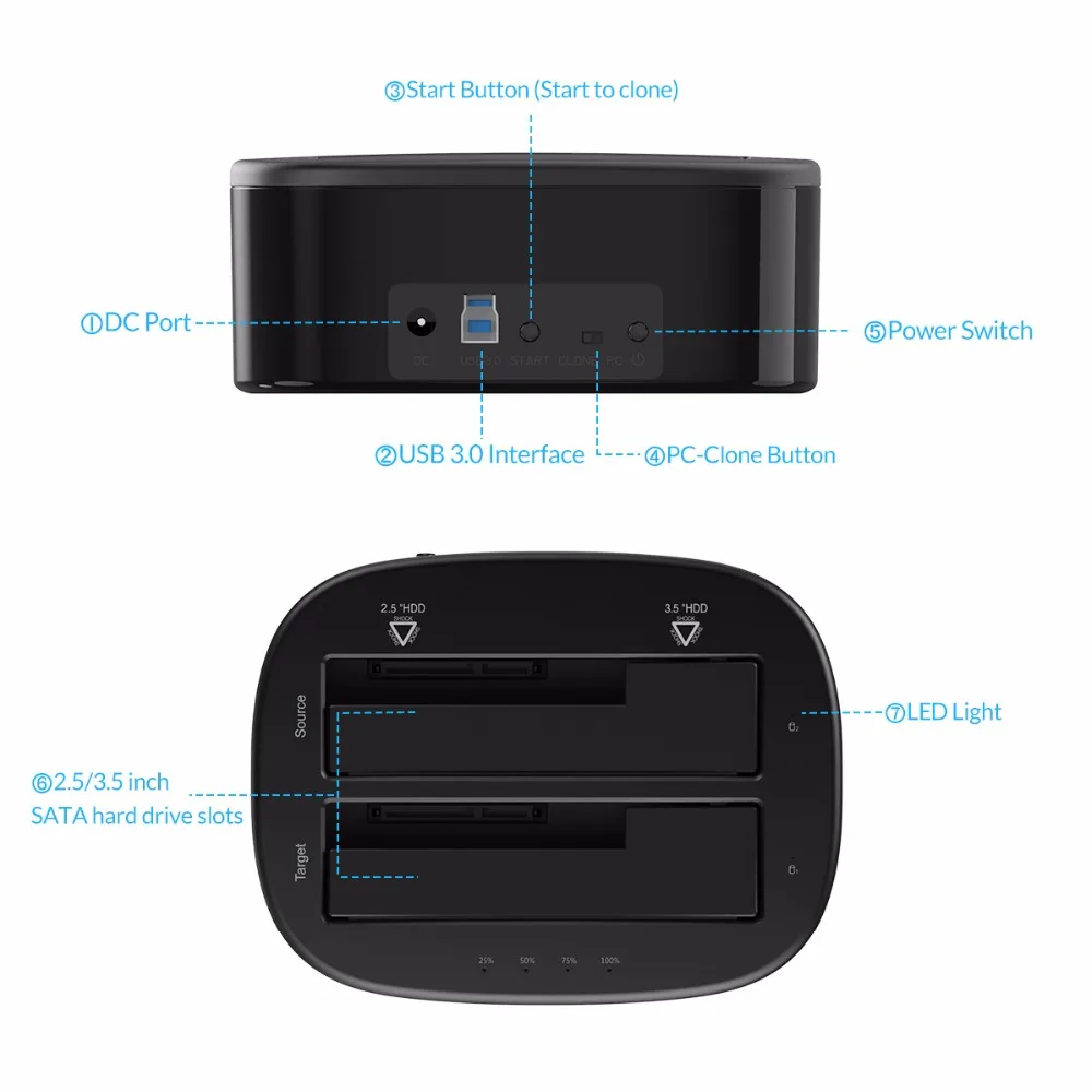 Док станция ORICO для жестких дисков 3 0/2 5 дюйма USB SATA|drive docking|hard drive dockinghard docking station |