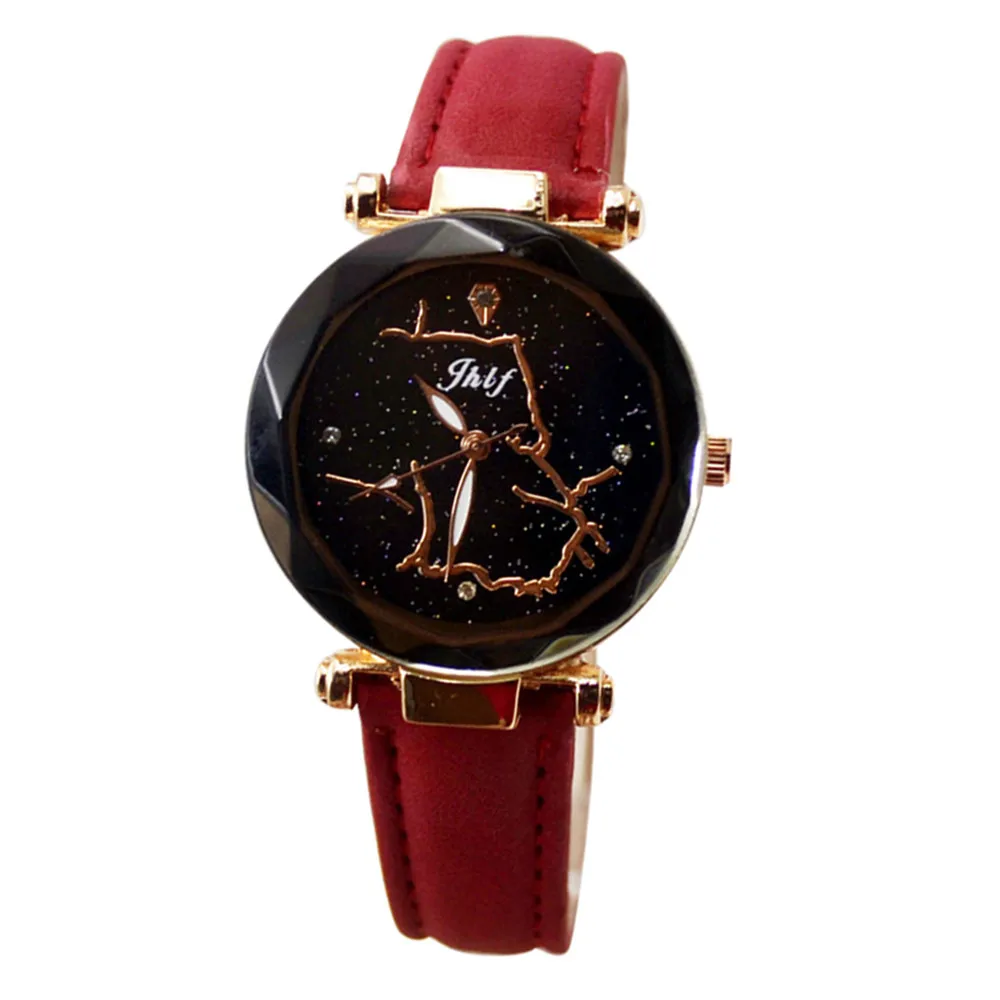 2018 Новое поступление женские часы Красные Модные кожаные повседневные Роскошные