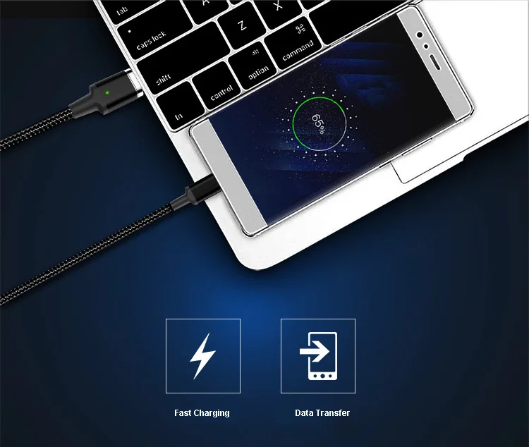 Магнитный кабель для быстрой зарядки 5 А (макс.) Macbook SAMSUNG S10 S9 + Note 8 HUAWEI XIAOMI