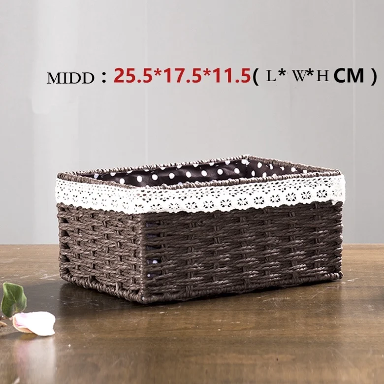 Sewing coffee midd Ротанговая корзина имитирует для хранения с подкладкой ключ коробки для хранения фруктов соломы ручной работы экологически чистый бытовой стол для хранения - Цвет: Sewing coffee midd