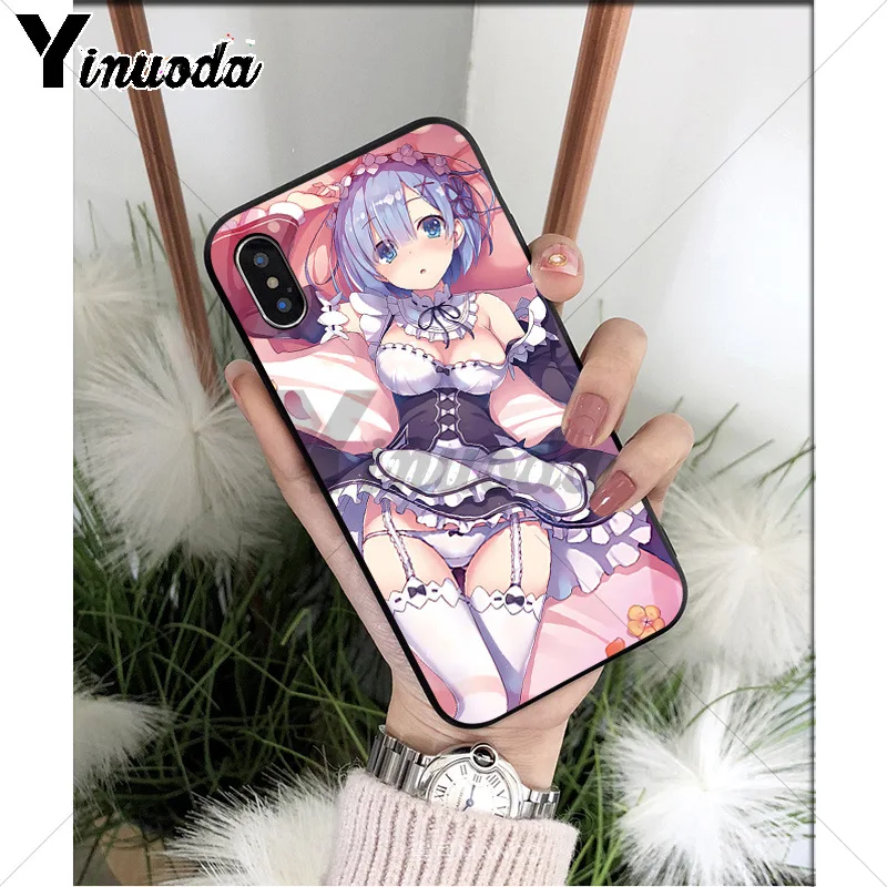 Yinuoda японский аниме RE ZERO Remu силиконовый мягкий ТПУ Черный чехол для телефона iPhone 8