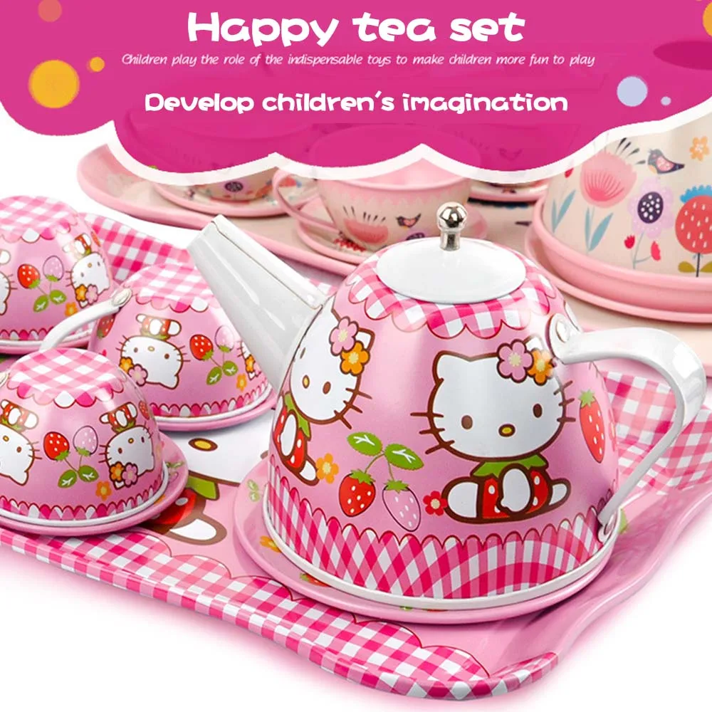 

Metal Simulated Teapot Teacup British Style Afternoon Tea Tinplate Toys Pretend Play Toys For Kid Toys