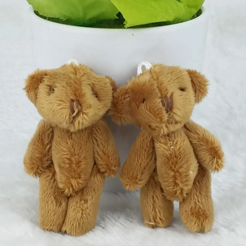 10PCS/Lot Mini Joint Bear Stuffed Plush Toys 6.5cm Cute White Ted Bears Pendant Dolls Gifts Birthday Wedding Party Decor J00402 | Игрушки и