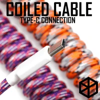 nylon usb c port coiled cable wire mechanical keyboard gh60 usb cable type c usb port for poker 2 gh60 keyboard kit diy